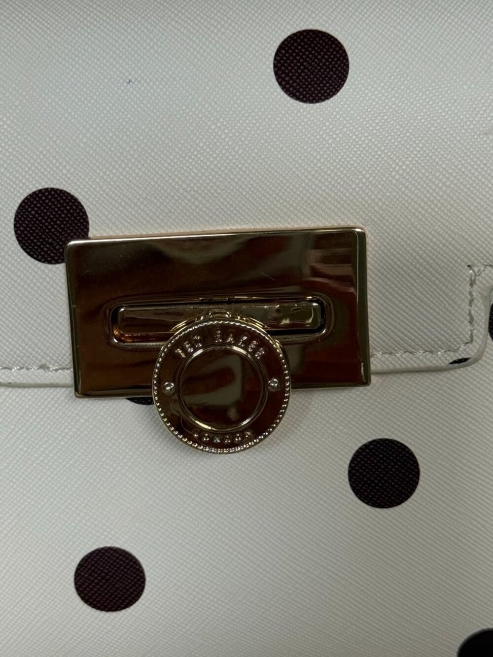 Ted Baker London Polka Dot Top Handle Crossbody Satchel Ivory Brown Bag NWT - Picture 9 of 14